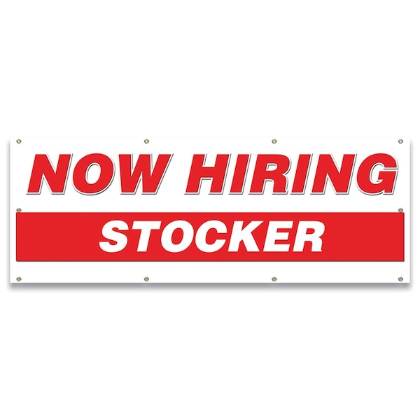 Now Hiring Stocker Banner Apply Inside Accepting Application Single Sided